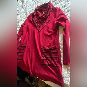 Chalet red kimono cowl neck Long-Sleeve Sweater Striped Accent